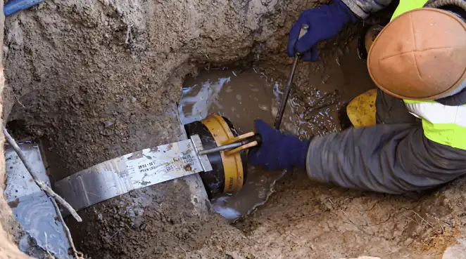 Technician performing underground drainage repair for foundation protection and gutter systems in Boise, ID